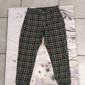 Almost Famous Dark Green Plaid Jogger Pants